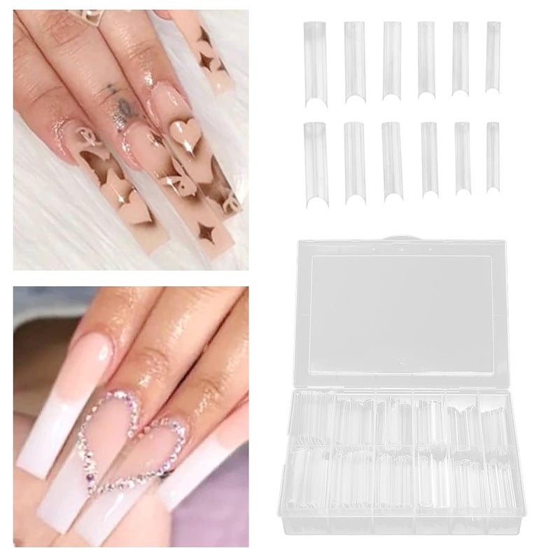 240 Clear Long False Nail Tips ABS Transparent Nail Extensions 12 Sizes Professional Salon Manicure - Image 4